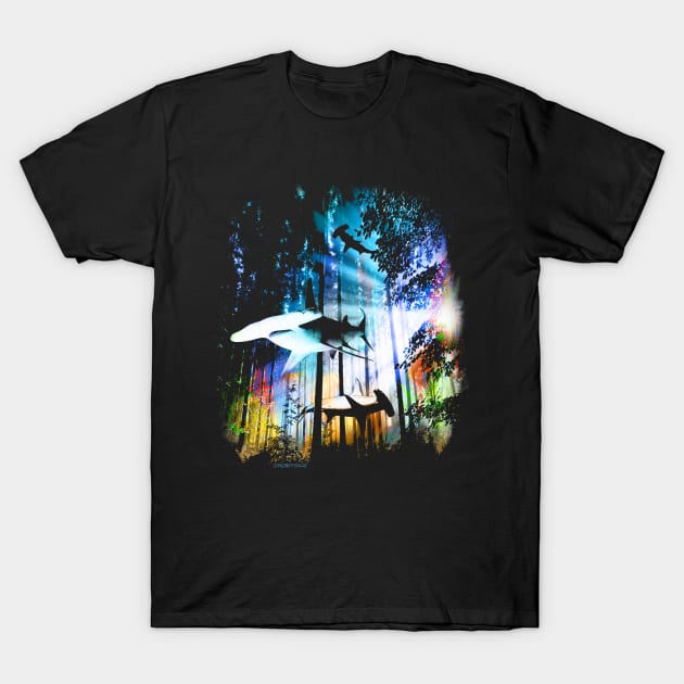 Hammerhead Shark Forest T-Shirt by robotface